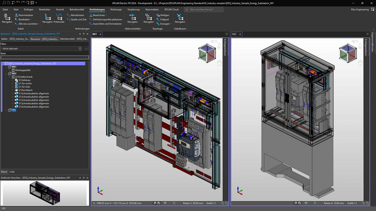 Trafostation 3D-Ansicht der gesamten Trafostation in EPLAN Pro Panel